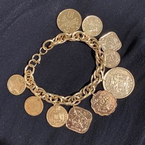 Gold tone coin bracelet- never worn - pristine condition - substantial weight